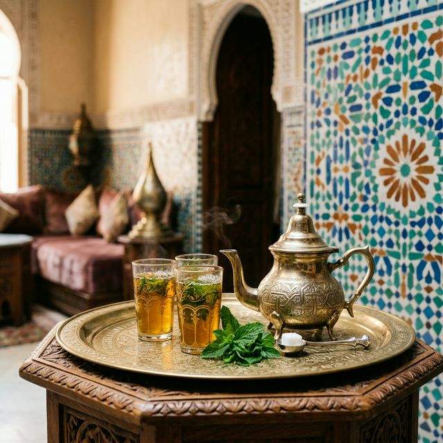 Moroccan Mint Tea in a Marrakech Riad